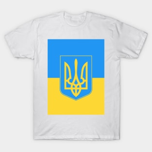 UKRAINE FLAG AND COAT OF ARMS T-Shirt